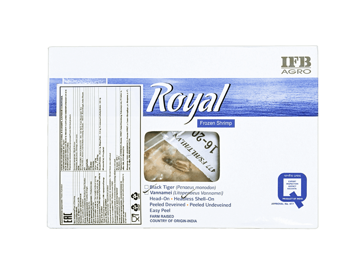 Креветка ваннамей с/м б/г в панц. 16/20, бл. 1,8кг, Индия