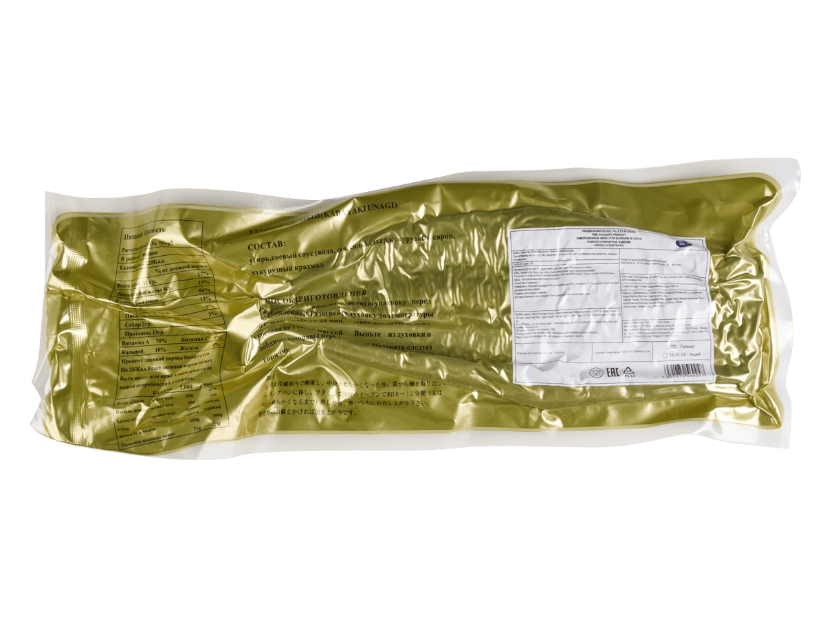 Угорь жареный филе 450-570г 15% соуса, Китай