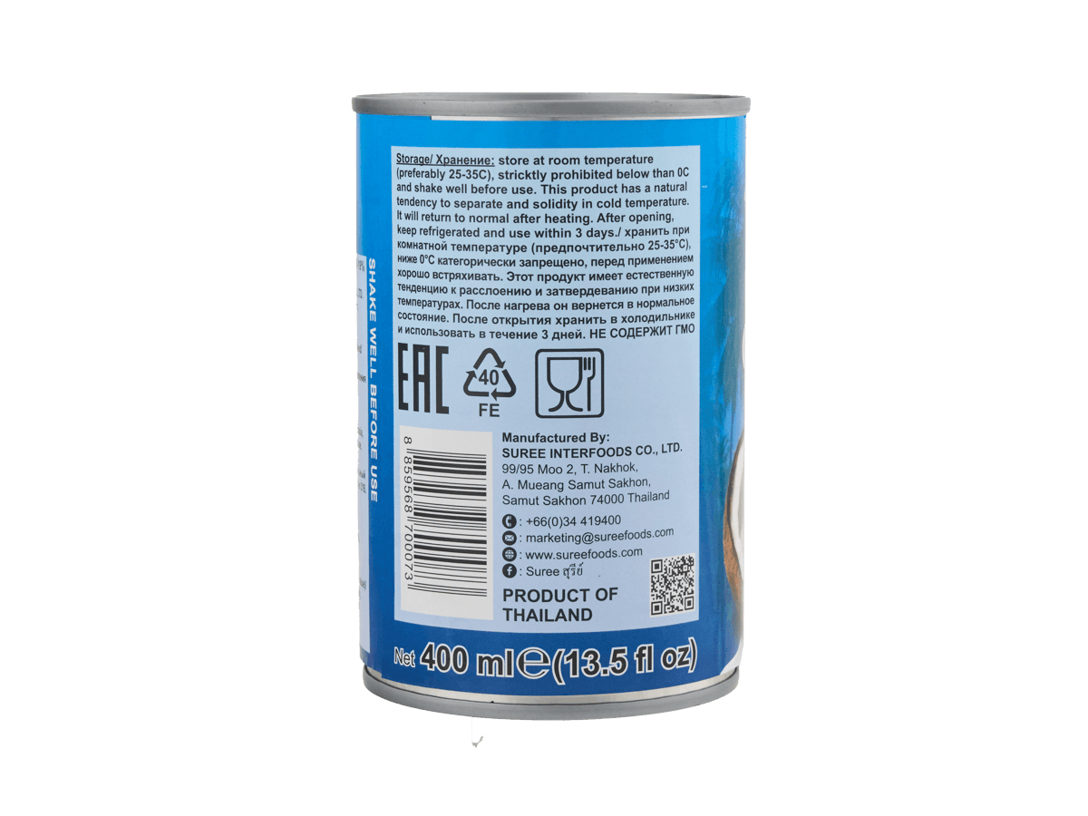 Молоко кокосовое 17-19% 400мл, Китай