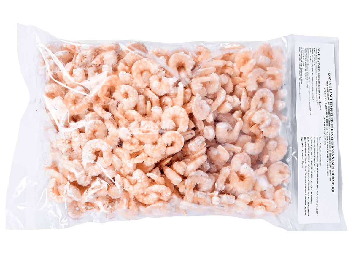 Креветка ваннамей бланш. очищ. с веной 100/200, IQF 1кг 