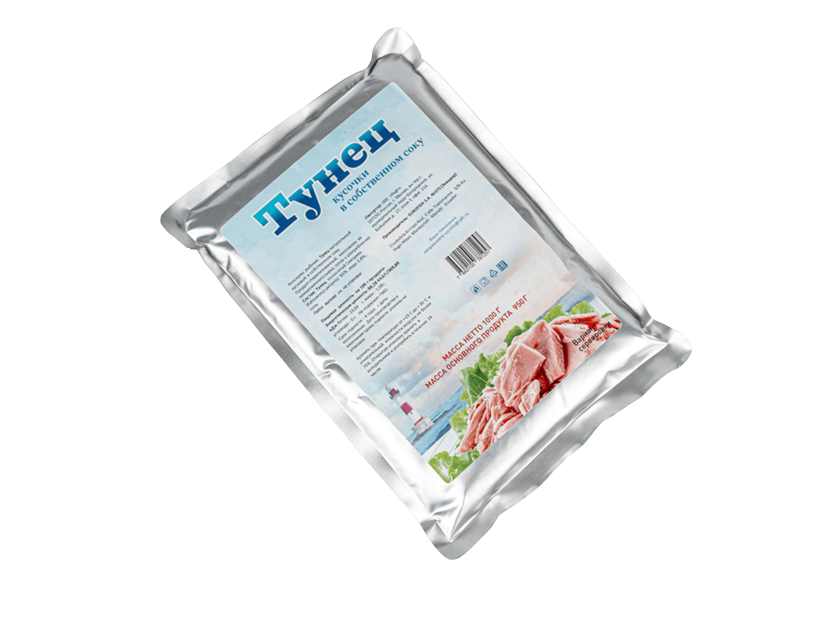 Тунец кусочки филе в с/с пауч 1кг, Эквадор