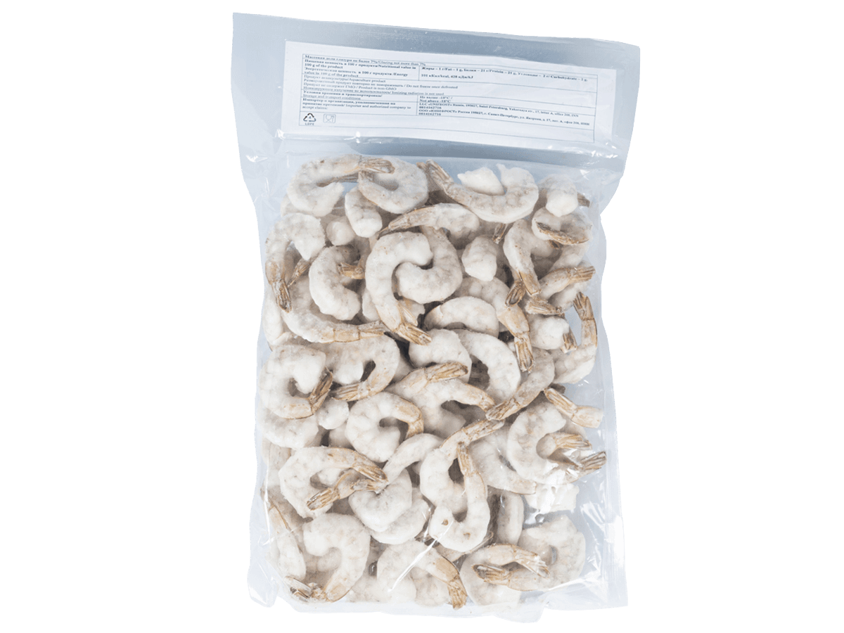 Креветка ваннамей с/м очищ. с хв. 41/50, IQF 1кг., Индия