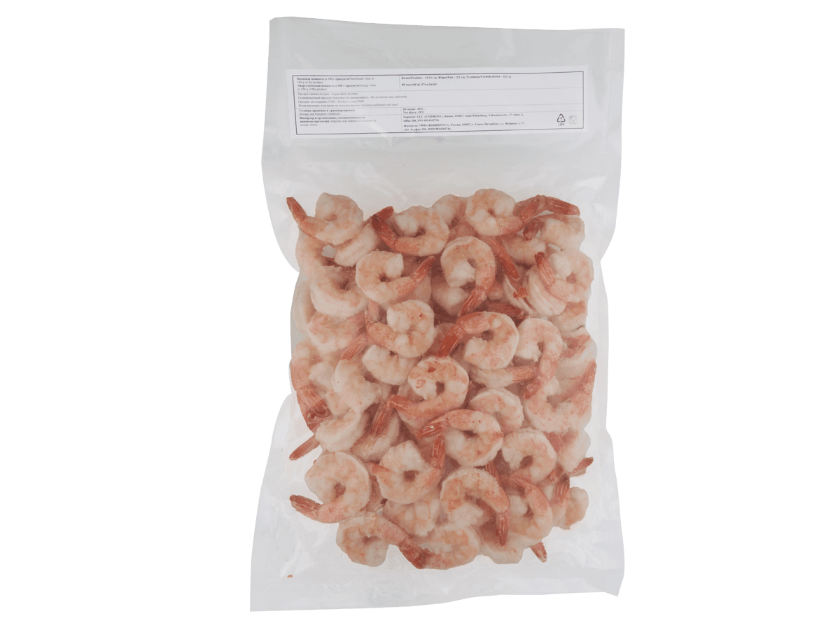 Креветка ваннамей в/м очищ. с хв. 31/40 IQF 1кг, Индия