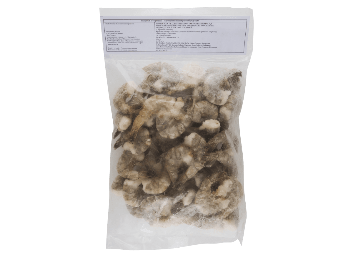 Креветка ваннамей с/м б/г в панц. 21/25, IQF 1кг, Индонезия