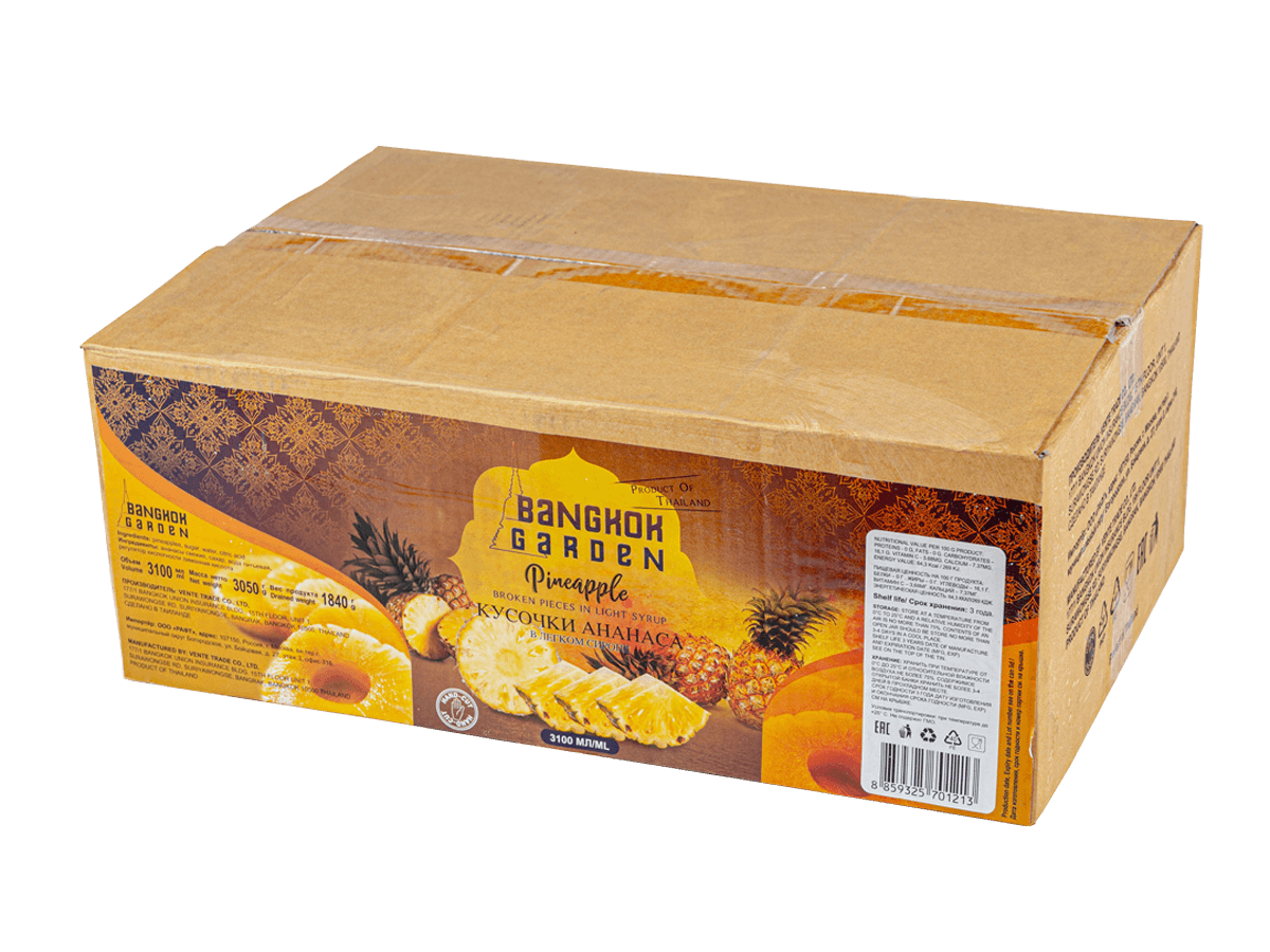 Ананасы в сиропе кусочки некалиброванные 3,05кг