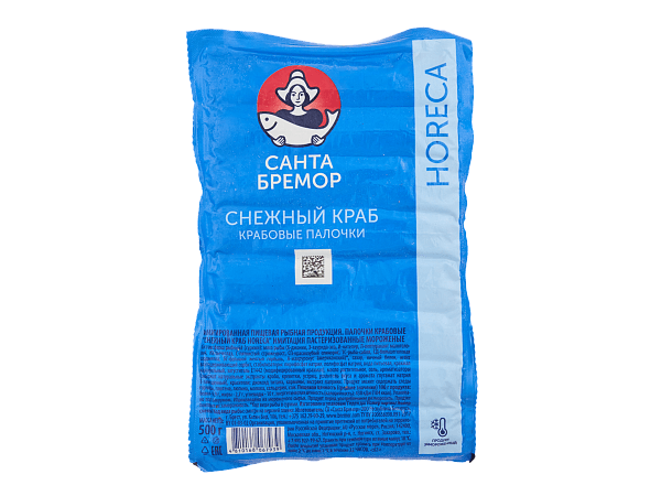 Палочки крабовые Снежный краб 500г, Санта-Бремор, Беларусь