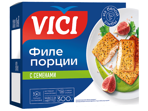 Порции из филе в панировке с семенами