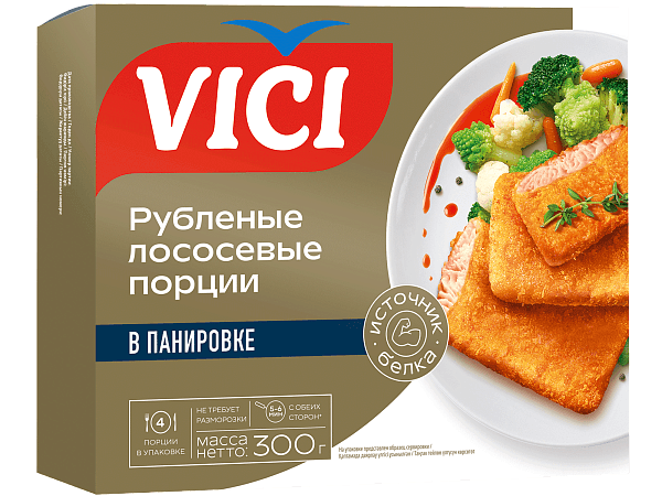 Рубленые лососевые порции в панировке