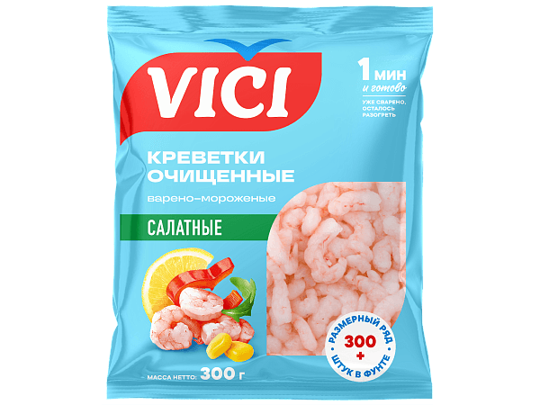 Креветки Салатные очищенные  варёные 300+